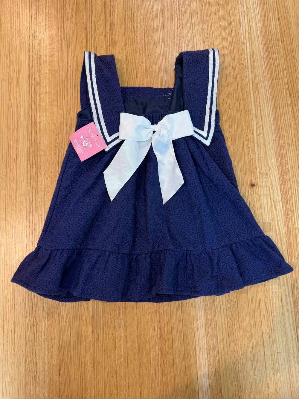 Rare Editions Navy Tank Top with White Sailor Bow